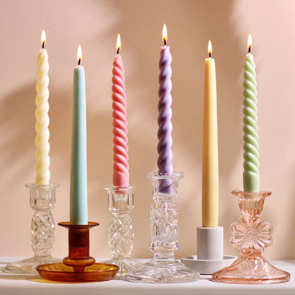 Perfect Pastels Beeswax & Soy Blend Spiral Twist Candles / Dinner Candles / Taper  Candles / Pillar Candles -  Sweden