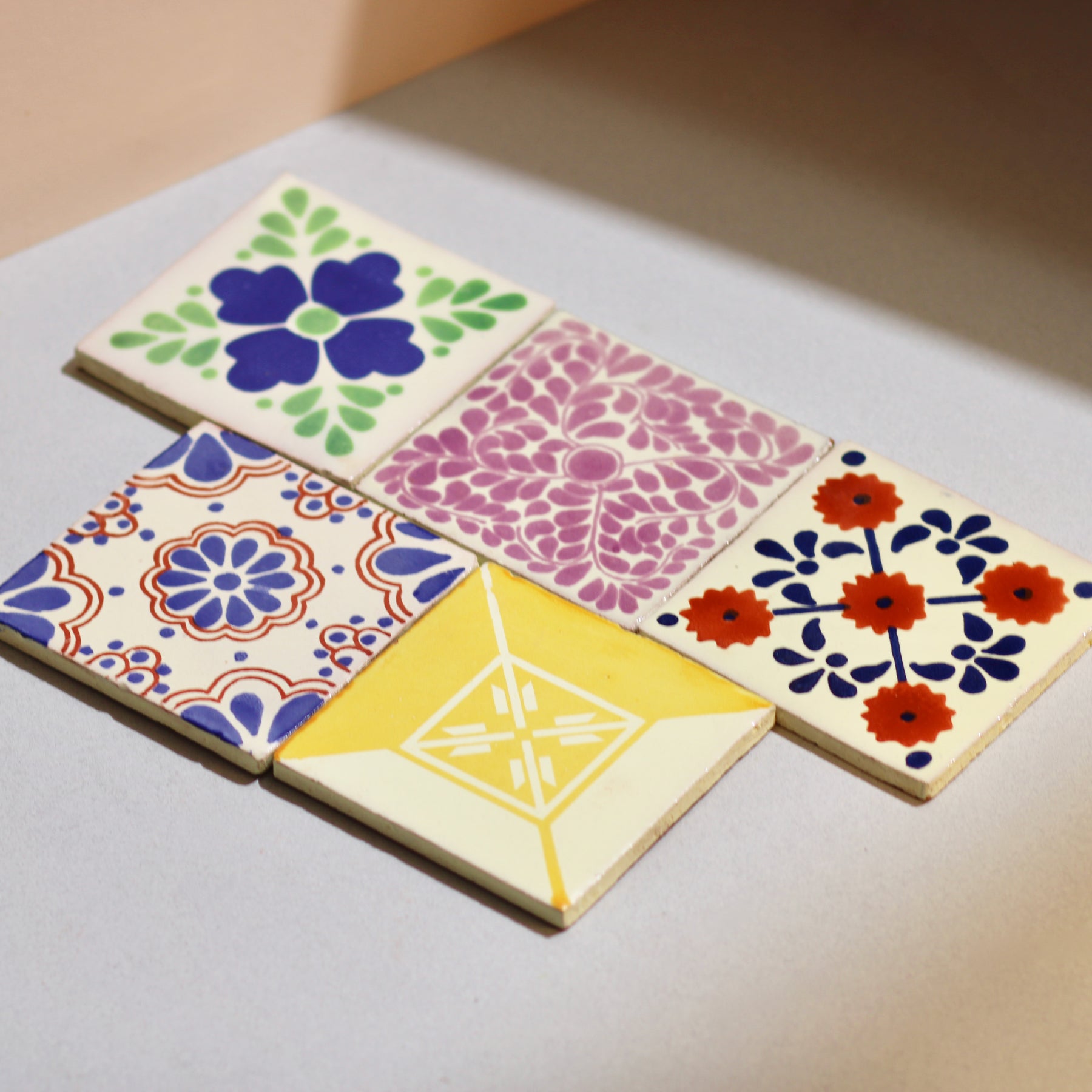 Handmade Ceramic Reworked / Repurposed Mexican Tile Drink Coasters